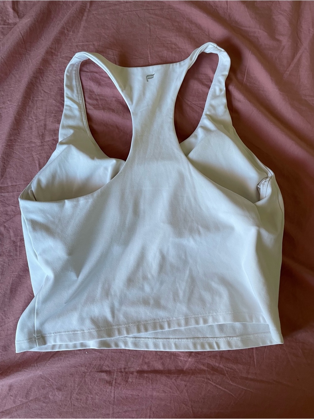 Fabletics White Racerback Crop Sports Bra Size Large - Picture 4 of 6